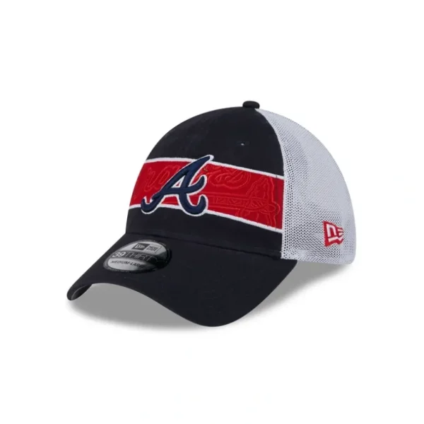 Flash Sale Atlanta Braves Banded 39THIRTY Stretch Fit Hat - KTGCaps - Baseball caps for various teams, purchased online at a discount
