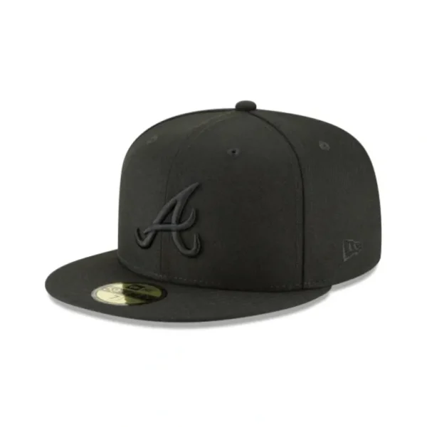Discount Atlanta Braves Blackout Basic 59FIFTY Fitted Hat - KTGCaps - Baseball caps for various teams, purchased online at a discount