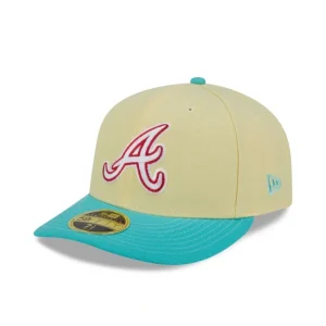 Flash Sale Atlanta Braves Soft Yellow Low Profile 59FIFTY Fitted Hat - KTGCaps - Baseball caps for various teams, purchased online at a discount