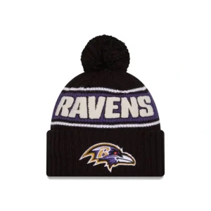 Fashion Baltimore Ravens 2024 Cold Weather Sport Pom Knit Hat - KTGCaps - Baseball caps for various teams, purchased online at a discount