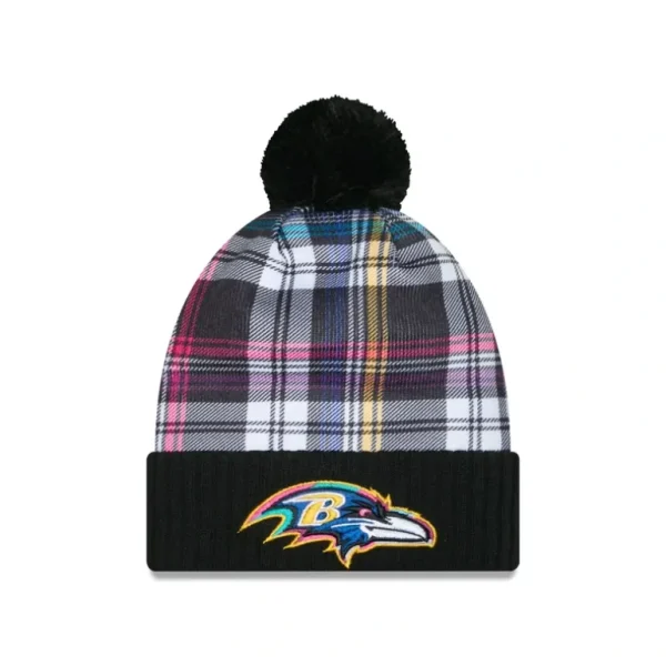 New Baltimore Ravens 2024 Crucial Catch Sport Pom Knit Hat - KTGCaps - Baseball caps for various teams, purchased online at a discount