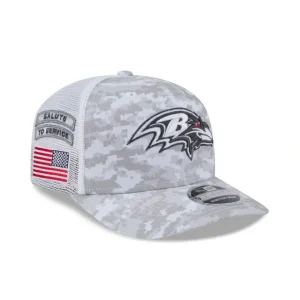 Discount Baltimore Ravens 2024 Salute to Service 9SEVENTY Trucker Hat - KTGCaps - Baseball caps for various teams, purchased online at a discount
