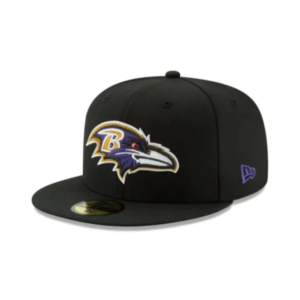 Fashion Baltimore Ravens Black 59FIFTY Fitted Hat - KTGCaps - Baseball caps for various teams, purchased online at a discount