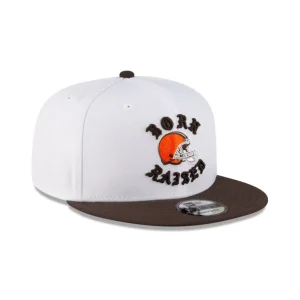 Online Born x Raised Cleveland Browns White 9FIFTY Snapback - KTGCaps - Baseball caps for various teams, purchased online at a discount