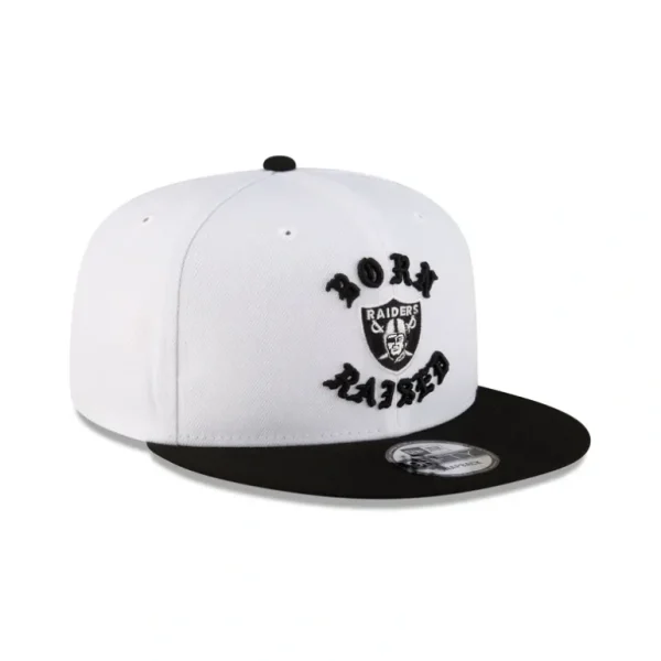Discount Born x Raised Las Vegas Raiders White 9FIFTY Snapback - KTGCaps - Baseball caps for various teams, purchased online at a discount