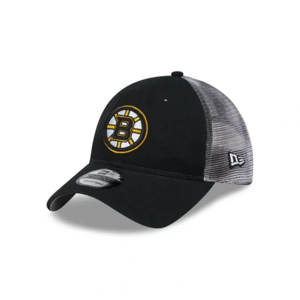 Online Boston Bruins Slick 9TWENTY Trucker Hat - KTGCaps - Baseball caps for various teams, purchased online at a discount