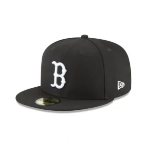 Flash Sale Boston Red Sox Black and White Basic 59FIFTY Fitted Hat - KTGCaps - Baseball caps for various teams, purchased online at a discount