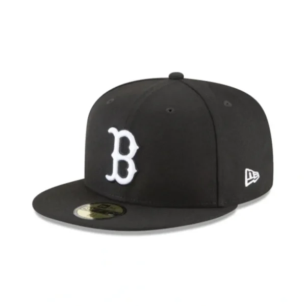 Flash Sale Boston Red Sox Black and White Basic 59FIFTY Fitted Hat - KTGCaps - Baseball caps for various teams, purchased online at a discount