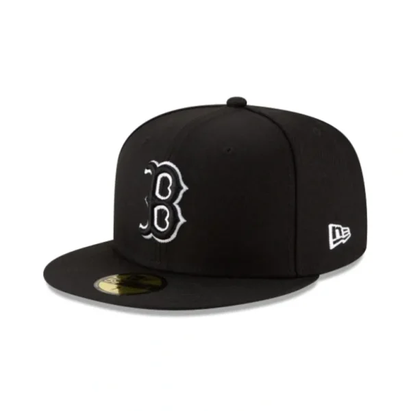 New Boston Red Sox Black Outline 59FIFTY Fitted Hat - KTGCaps - Baseball caps for various teams, purchased online at a discount