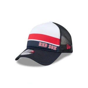 Fashion Boston Red Sox Color Block 9FORTY AFrame Trucker Snapback Hat - KTGCaps - Baseball caps for various teams, purchased online at a discount