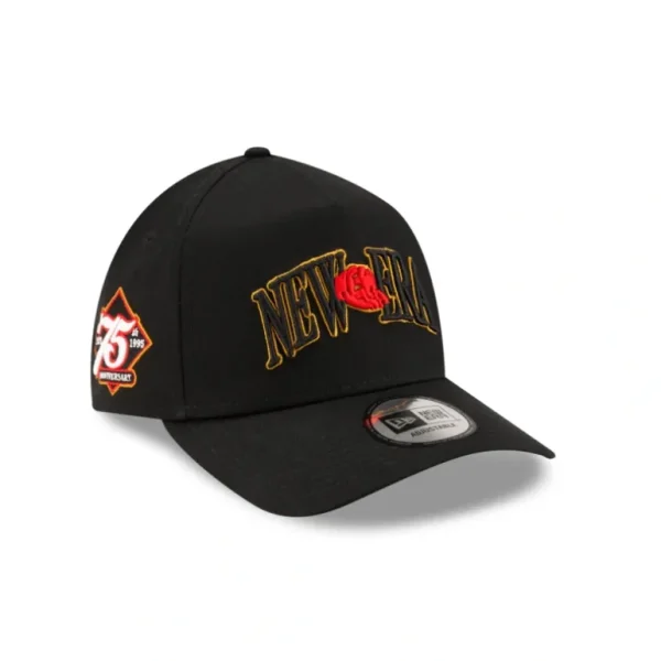 Outlet Brand New Era 75th Retro Black 9FORTY AFrame Adjustable Hat - KTGCaps - Baseball caps for various teams, purchased online at a discount