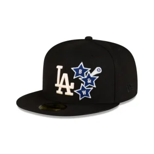 Discount Bricks amp Wood x Los Angeles Dodgers Black 59FIFTY Fitted Hat - KTGCaps - Baseball caps for various teams, purchased online at a discount