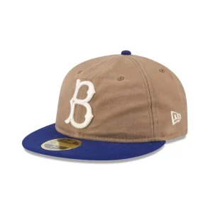 Fashion Brooklyn Dodgers Wax Canvas Retro Crown 59FIFTY Fitted Hat - KTGCaps - Baseball caps for various teams, purchased online at a discount