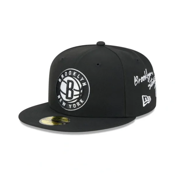 Hot Brooklyn Nets Team Verbiage 59FIFTY Fitted Hat - KTGCaps - Baseball caps for various teams, purchased online at a discount