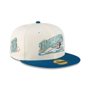 Fashion Buffalo Bisons Chrome Blue 59FIFTY Fitted Hat - KTGCaps - Baseball caps for various teams, purchased online at a discount