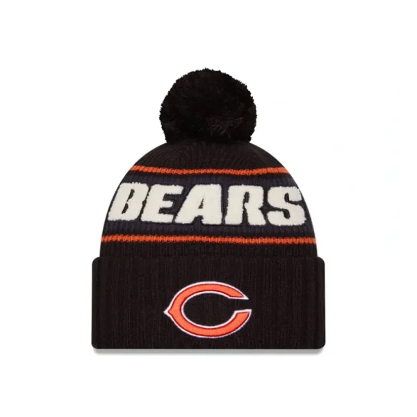 Fashion Chicago Bears 2024 Cold Weather Black Pom Knit Hat - KTGCaps - Baseball caps for various teams, purchased online at a discount