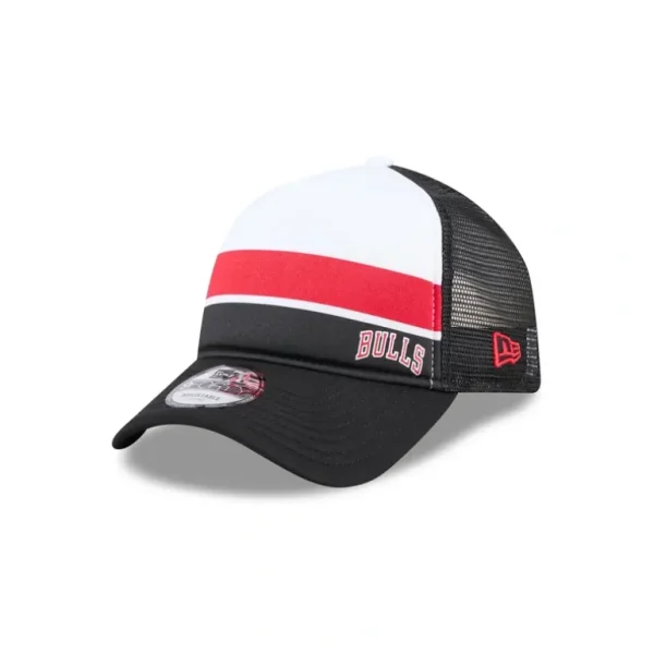 Discount Chicago Bulls Color Block 9FORTY AFrame Trucker Snapback Hat - KTGCaps - Baseball caps for various teams, purchased online at a discount