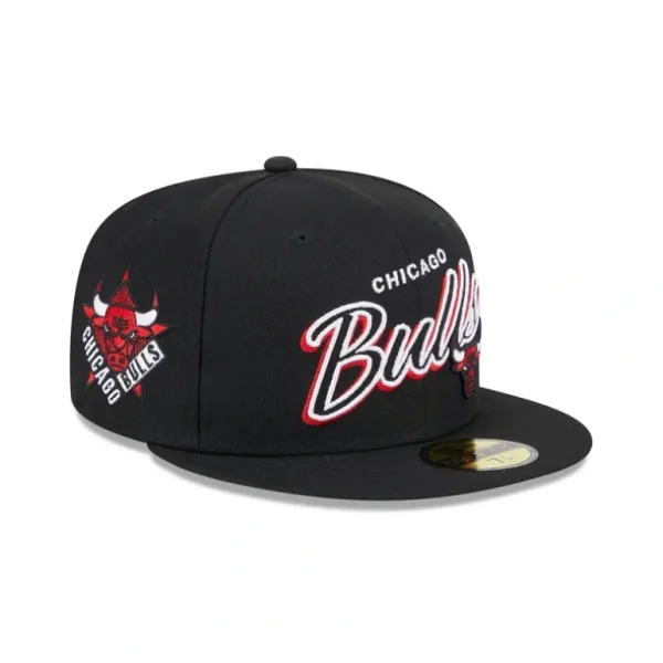 Discount Chicago Bulls Script Sided 59FIFTY Fitted Hat - KTGCaps - Baseball caps for various teams, purchased online at a discount