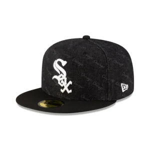 Discount Chicago White Sox Laser Burn Out Black 59FIFTY Fitted Hat - KTGCaps - Baseball caps for various teams, purchased online at a discount