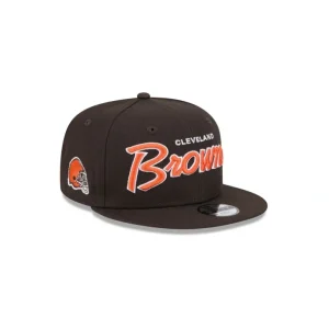 Clearance Cleveland Browns Script Kids 9FIFTY Snapback Hat - KTGCaps - Baseball caps for various teams, purchased online at a discount