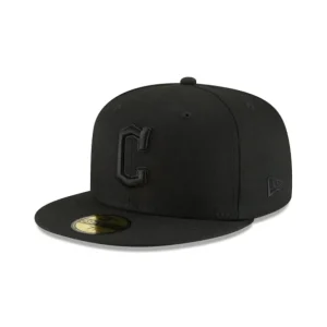 Flash Sale Cleveland Guardians Blackout Basic 59FIFTY Fitted Hat - KTGCaps - Baseball caps for various teams, purchased online at a discount