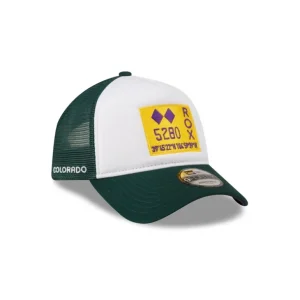 Flash Sale Colorado Rockies White Crown 9FORTY AFrame Trucker Hat - KTGCaps - Baseball caps for various teams, purchased online at a discount