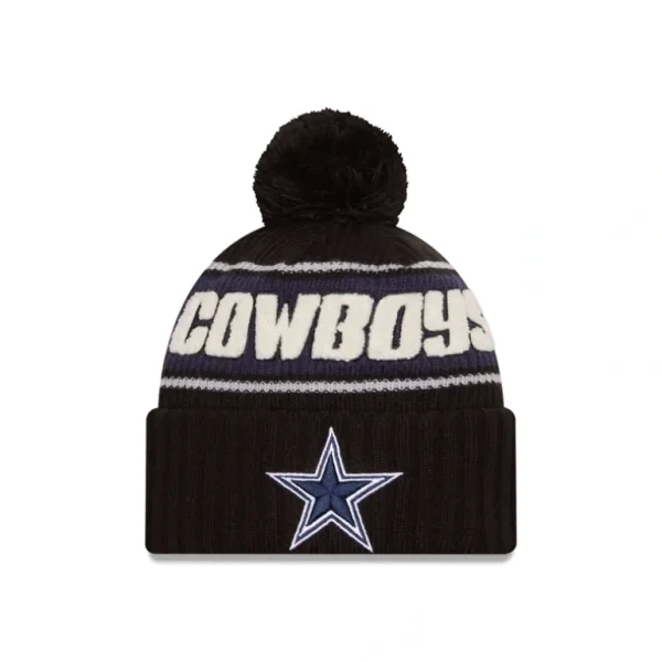 Fashion Dallas Cowboys 2024 Cold Weather Black Pom Knit Hat - KTGCaps - Baseball caps for various teams, purchased online at a discount