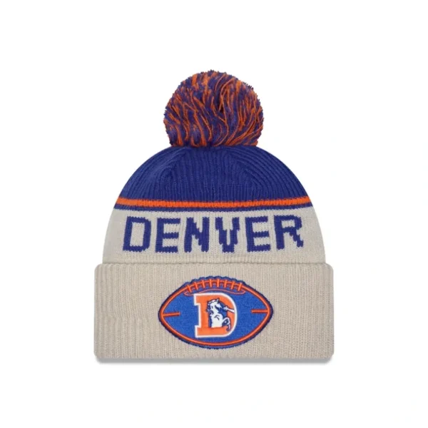 Online Denver Broncos 2024 Cold Weather Historic Pom Knit Hat - KTGCaps - Baseball caps for various teams, purchased online at a discount