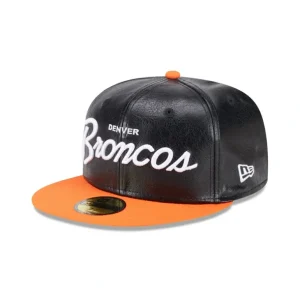 Discount Denver Broncos Faux Leather Crown 59FIFTY Fitted Hat - KTGCaps - Baseball caps for various teams, purchased online at a discount