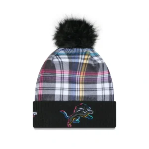 Discount Detroit Lions 2024 Crucial Catch Womens Pom Knit Hat - KTGCaps - Baseball caps for various teams, purchased online at a discount