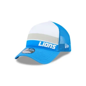 Fashion Detroit Lions Color Block 9FORTY AFrame Trucker Snapback Hat - KTGCaps - Baseball caps for various teams, purchased online at a discount