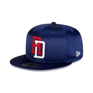 Discount Dominican Republic Royal Blue Satin 59FIFTY Fitted Hat - KTGCaps - Baseball caps for various teams, purchased online at a discount