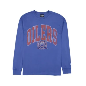 Fashion Edmonton Oilers Oversized Essentials Long Sleeve TShirt - KTGCaps - Baseball caps for various teams, purchased online at a discount