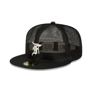 Discount Fear of God Essential Full Mesh Black 59FIFTY Fitted Hat - KTGCaps - Baseball caps for various teams, purchased online at a discount