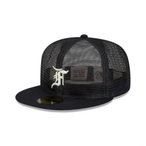 Fashion Fear of God Essential Full Mesh Blue 59FIFTY Fitted Hat - KTGCaps - Baseball caps for various teams, purchased online at a discount