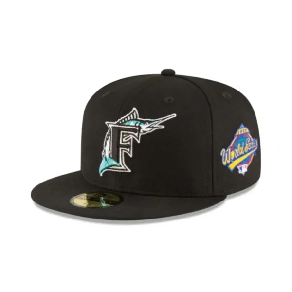 Shop Florida Marlins World Series Black Wool 59FIFTY Fitted Hat - KTGCaps - Baseball caps for various teams, purchased online at a discount