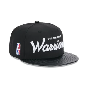 Flash Sale Golden State Warriors Faux Leather Visor 9FIFTY Snapback Hat - KTGCaps - Baseball caps for various teams, purchased online at a discount