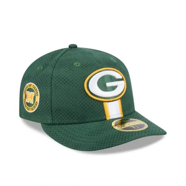Fashion Green Bay Packers 2024 Sideline Low Profile 59FIFTY Fitted Hat - KTGCaps - Baseball caps for various teams, purchased online at a discount