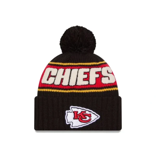 Outlet Kansas City Chiefs 2024 Cold Weather Black Pom Knit Hat - KTGCaps - Baseball caps for various teams, purchased online at a discount