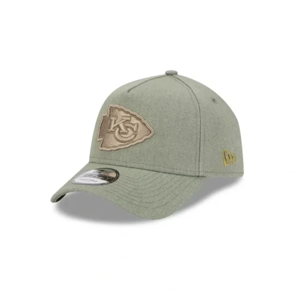 Discount Kansas City Chiefs Logo Essentials Olive 9FORTY AFrame Snapback Hat - KTGCaps - Baseball caps for various teams, purchased online at a discount