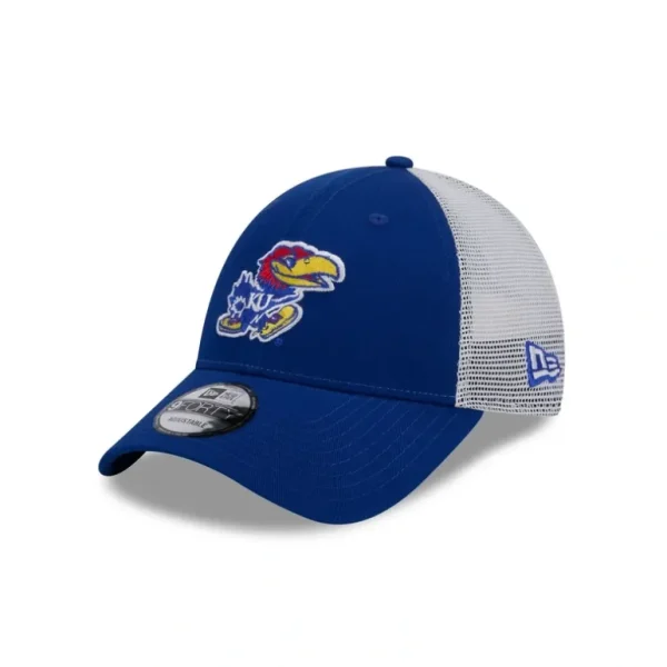 New Kansas Jayhawks Blue 9FORTY Trucker Hat - KTGCaps - Baseball caps for various teams, purchased online at a discount
