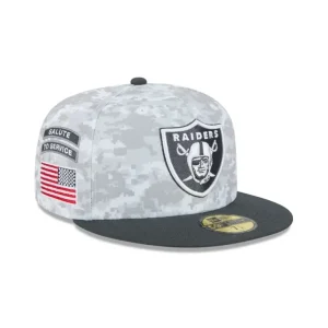 Clearance Las Vegas Raiders 2024 Salute to Service 59FIFTY Fitted Hat - KTGCaps - Baseball caps for various teams, purchased online at a discount