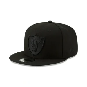 Flash Sale Las Vegas Raiders Basic Black On Black 9FIFTY Snapback Hat - KTGCaps - Baseball caps for various teams, purchased online at a discount