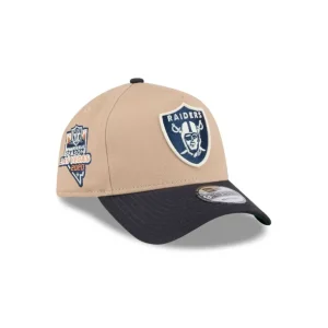 Clearance Las Vegas Raiders Beige Khaki 9FORTY AFrame Snapback Hat - KTGCaps - Baseball caps for various teams, purchased online at a discount