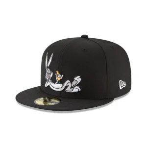 Fashion Looney Tunes Bugs Bunny Black 59FIFTY Fitted Hat - KTGCaps - Baseball caps for various teams, purchased online at a discount
