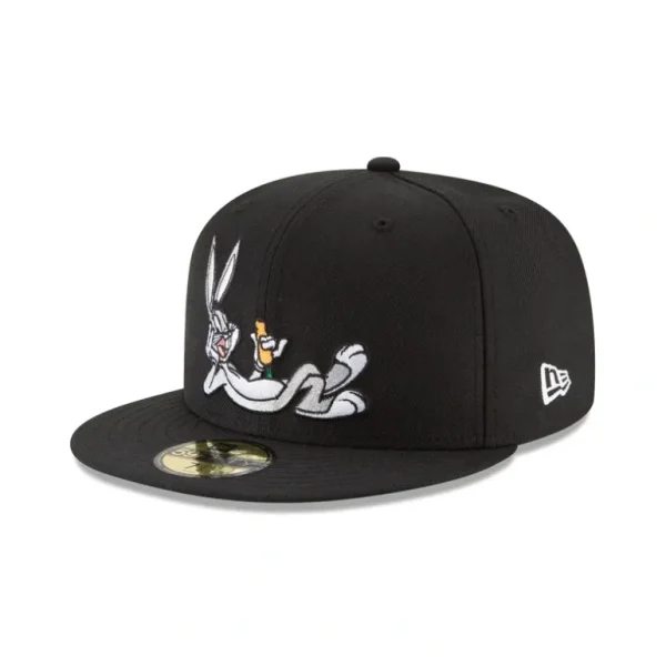 Fashion Looney Tunes Bugs Bunny Black 59FIFTY Fitted Hat - KTGCaps - Baseball caps for various teams, purchased online at a discount