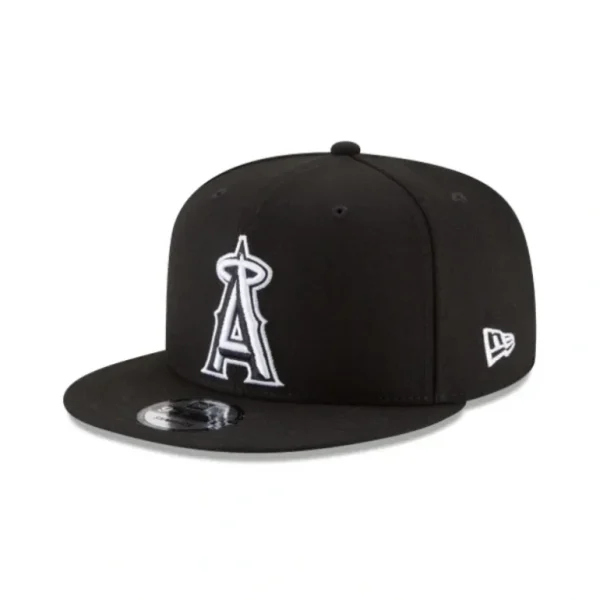 Clearance Los Angeles Angels Basic Black and White 9FIFTY Snapback Hat - KTGCaps - Baseball caps for various teams, purchased online at a discount