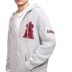 Clearance Los Angeles Angels Gray Logo Select FullZip Hoodie - KTGCaps - Baseball caps for various teams, purchased online at a discount