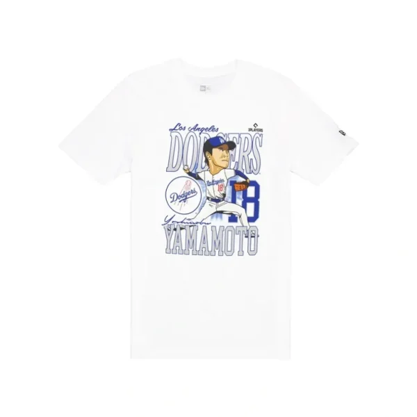 Fashion Los Angeles Dodgers Yoshinobu Yamamoto Caricature TShirt - KTGCaps - Baseball caps for various teams, purchased online at a discount