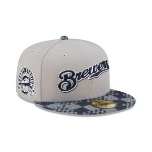 Fashion Milwaukee Brewers Pattern Denim 59FIFTY Fitted Hat - KTGCaps - Baseball caps for various teams, purchased online at a discount